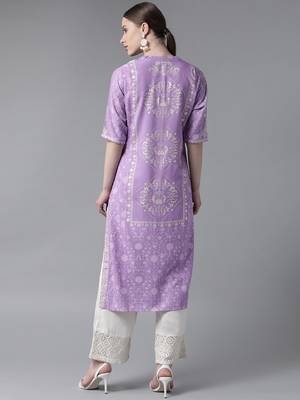 Purple printed liva ethnic-kurtis 2