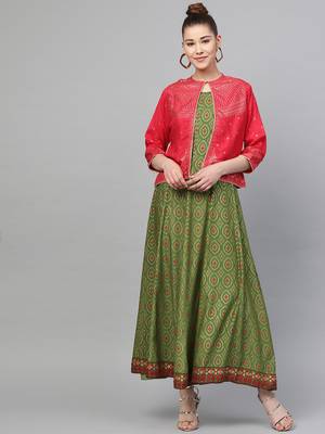 Maroon printed liva long-kurtis 1