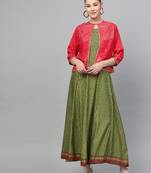 Maroon printed liva long-kurtis