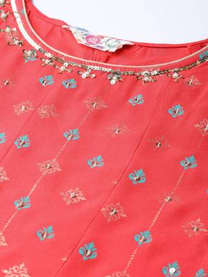 Coral printed liva long-kurtis 4