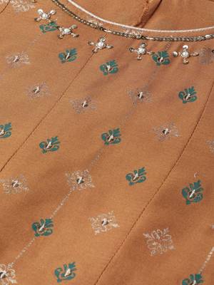 Mustard printed liva long-kurtis 4
