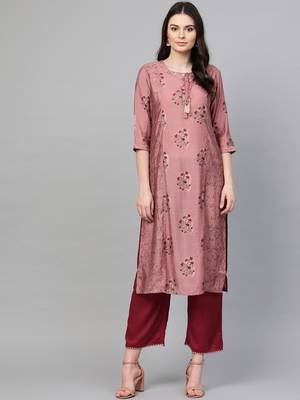 Mauve printed liva ethnic-kurtis 1
