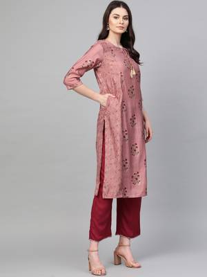 Mauve printed liva ethnic-kurtis 3