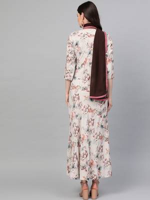 Ivory printed liva long-kurtis 2