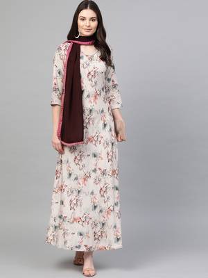 Ivory printed liva long-kurtis 4