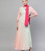 Off-white printed liva long-kurtis