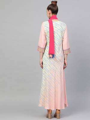 Off-white printed liva long-kurtis 2