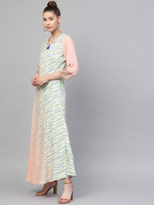 Off-white printed liva long-kurtis 3
