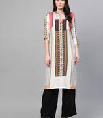 Off-white printed liva ethnic-kurtis