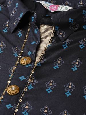 Black printed liva long-kurtis 5