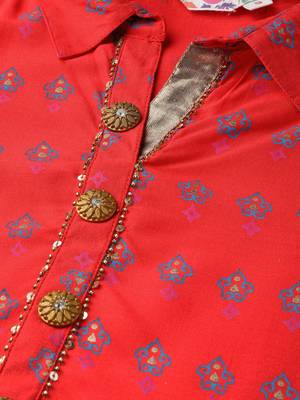 Red printed liva long-kurtis 5