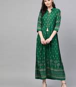 Green printed liva long-kurtis