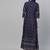Navy-blue printed liva long-kurtis