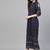 Navy-blue printed liva long-kurtis