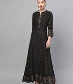 Black printed liva long-kurtis