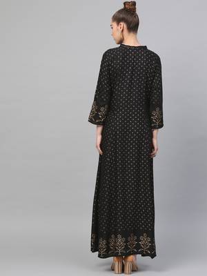 Black printed liva long-kurtis 2