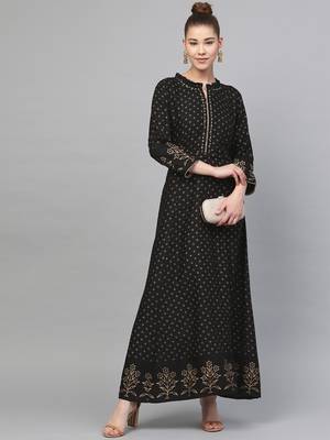 Black printed liva long-kurtis 4