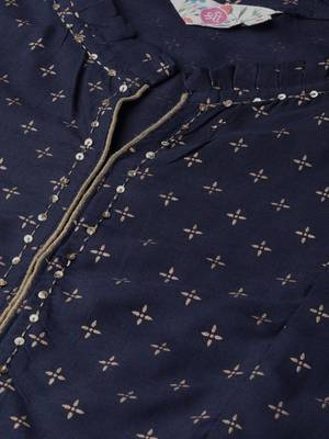Navy-blue printed liva long-kurtis 5