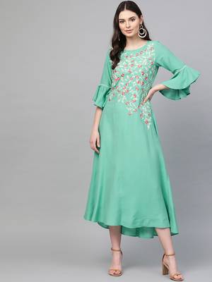 Blue printed liva long-kurtis 1