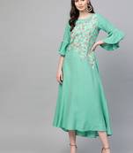Blue printed liva long-kurtis