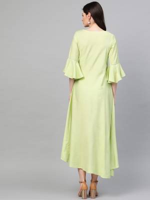 Green printed liva long-kurtis 2