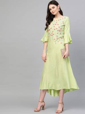Green printed liva long-kurtis 4