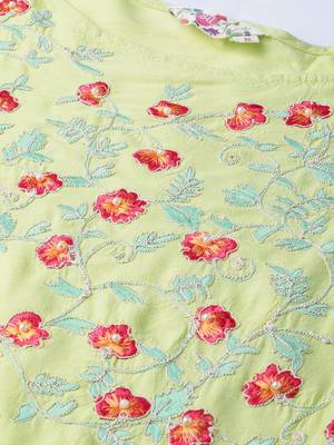 Green printed liva long-kurtis 5