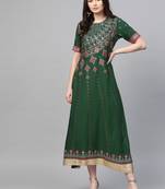 Green printed liva long-kurtis