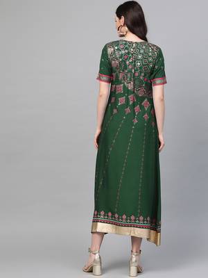 Green printed liva long-kurtis 2