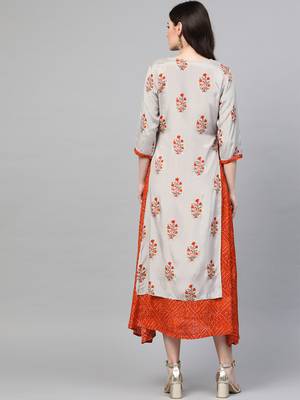 Grey printed liva long-kurtis 2