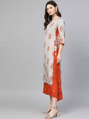 Grey printed liva long-kurtis 3