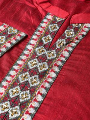 Maroon printed art silk ethnic-kurtis 5
