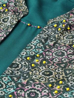 Teal printed liva ethnic-kurtis 5