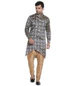 Blue Printed Jaquard Men Kurtas