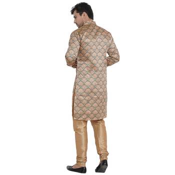 Beige Printed Jaquard Men Kurtas 4