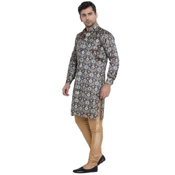 Blue Printed Jaquard Men Kurtas 2