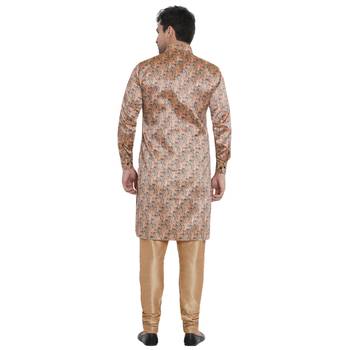 Beige Printed Jaquard Men Kurtas 4