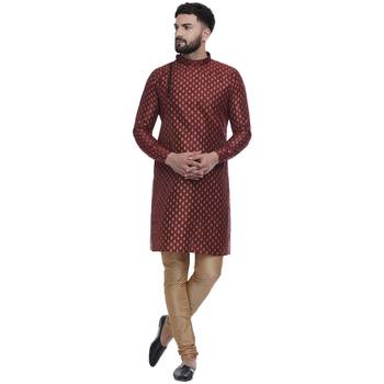 Maroon Brasso Jacquard Men Kurtas 1