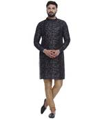 Blue Brasso Jacquard Men Kurtas