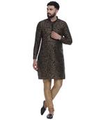 Black Brasso Jacquard Men Kurtas