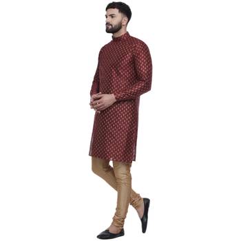 Maroon Brasso Jacquard Men Kurtas 2