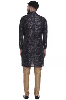 Blue Brasso Jacquard Men Kurtas