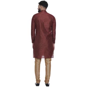 Maroon Brasso Jacquard Men Kurtas 4