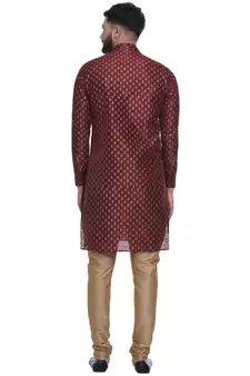 Maroon Brasso Jacquard Men Kurtas
