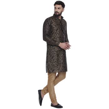 Black Brasso Jacquard Men Kurtas 3