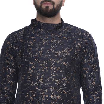 Blue Brasso Jacquard Men Kurtas 5