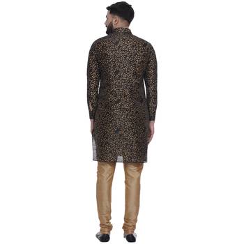 Black Brasso Jacquard Men Kurtas 4