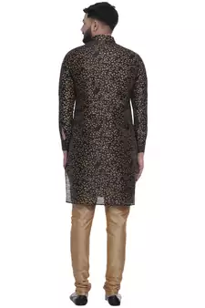 Black Brasso Jacquard Men Kurtas