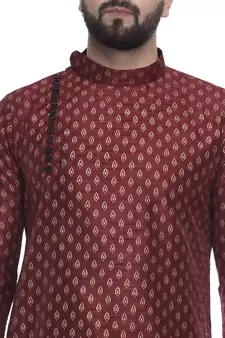 Maroon Brasso Jacquard Men Kurtas