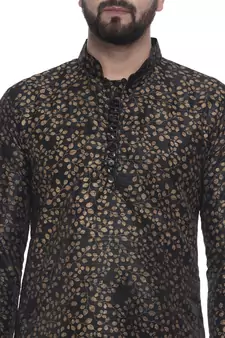 Black Brasso Jacquard Men Kurtas